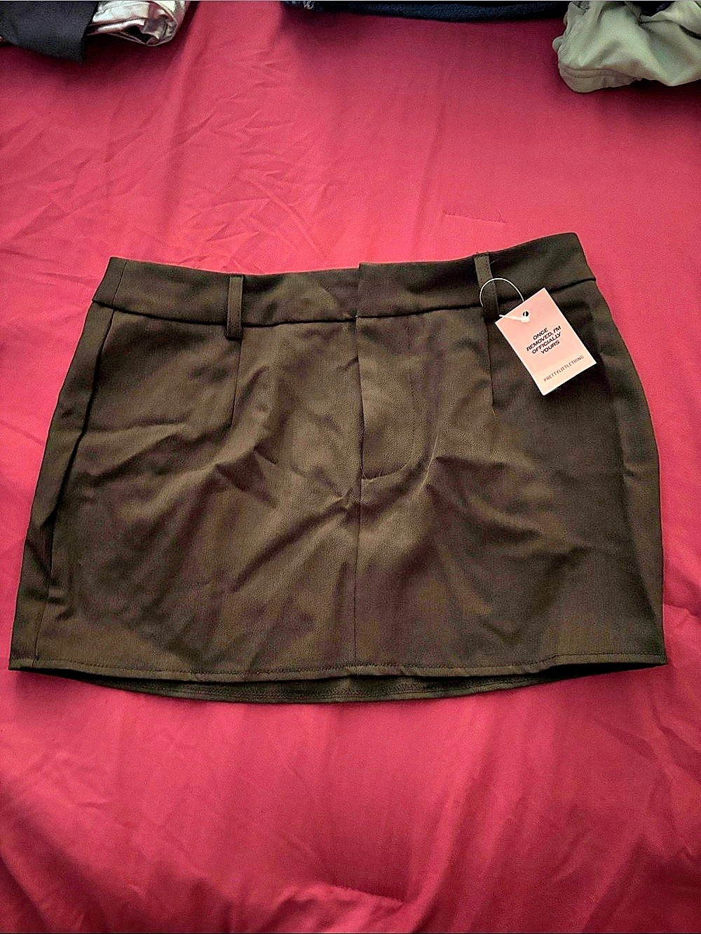 PrettyLittleThing Deep Chocolate Tailored Trim Detail Mini Skirt Mini Skirt